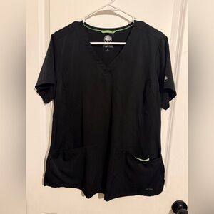 Healing Hands Black V-Neck Scrub Top